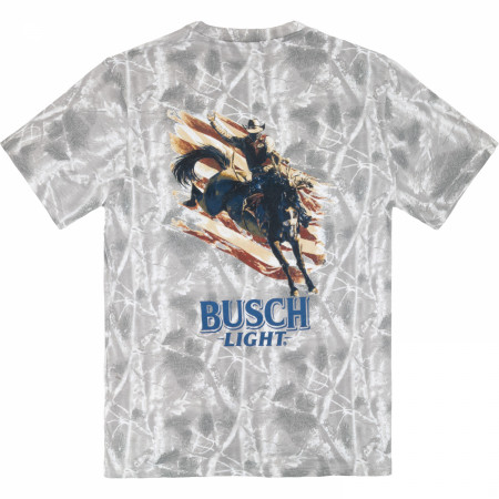 Busch Light American Rodeo Camo Front and Back Print T-Shirt