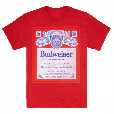 Budweiser King of Beers Vintage Label Red T-Shirt