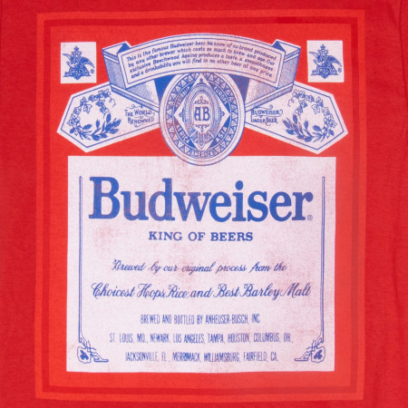 Budweiser King of Beers Vintage Label Red T-Shirt