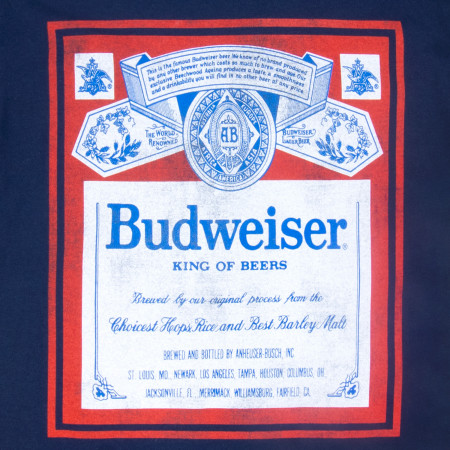 Budweiser King of Beers Vintage Label Navy T-Shirt