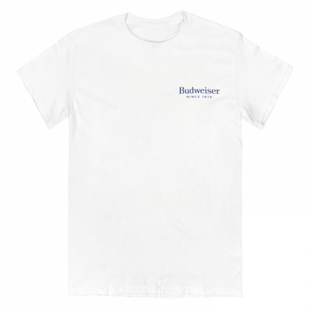 Budweiser 150 Years Label White Premium Mineral Wash Front & Back Print T-Shirt