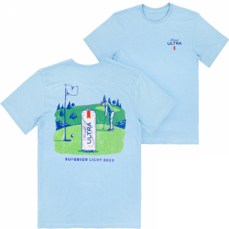 Michelob Ultra Green Fields Golfing Blue Colorway Front & Back T-Shirt