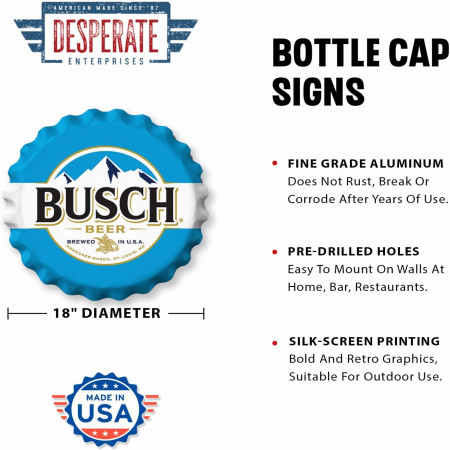 Busch Light 18' Classic Bottle Cap Tin Sign
