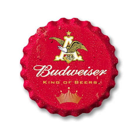 Budweiser King of Beers 18' Red Bottle Cap Tin Sign