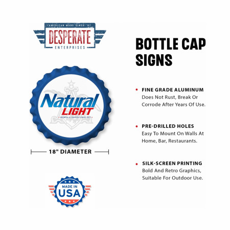 Natural Light 18' Bottle Cap Tin Sign