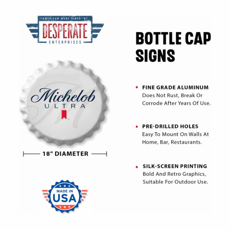 Michelob Ultra 18' Bottle Cap Tin Sign