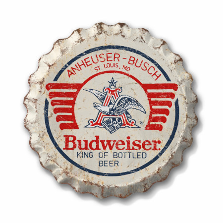 Budweiser Weathered 18' Bottle Cap Tin Sign
