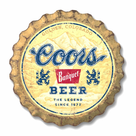Coors Banquet Weathered 18' Bottle Cap Tin Sign