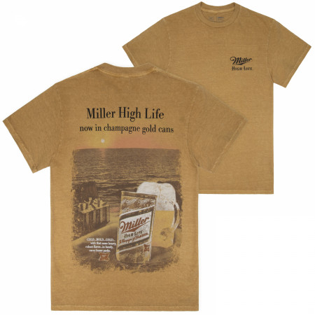 Miller High Life Gold Cans Vintage Ad Front & Back Print Premium T-Shirt
