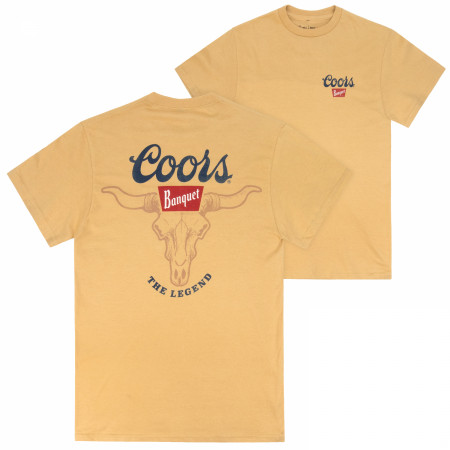 Coors Banquet Bull Skull Orange Colorway Front & Back Print Premium T-Shirt