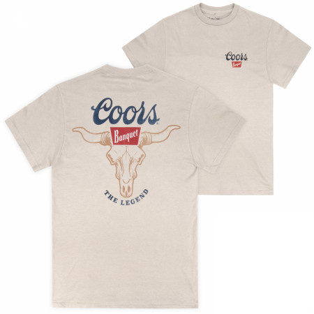 Coors Banquet Bull Skull Tan Colorway Front & Back Print Premium T-Shirt