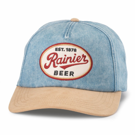 Rainier Beer Embroidered Patch Denim Adjustable Hat