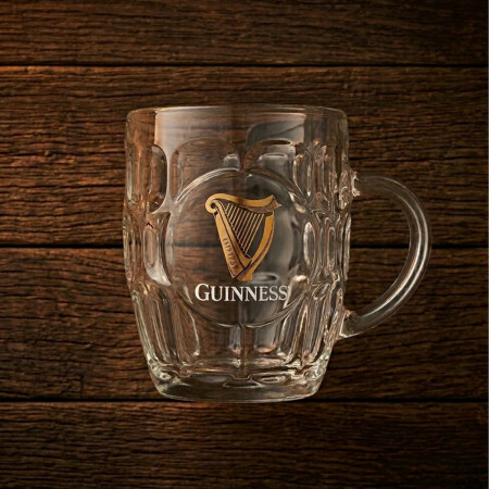 Guinness Gold Harp Dimpled Tankard 20 oz. Glass Mug