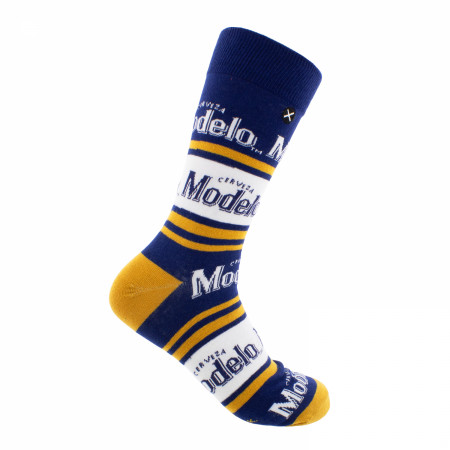 Model Especial Stripes and Bottles Crew Socks 2-Pack in Beer Can