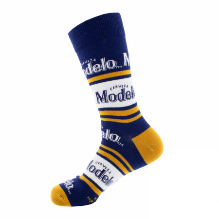Model Especial Stripes and Bottles Crew Socks 2-Pack in Beer Can