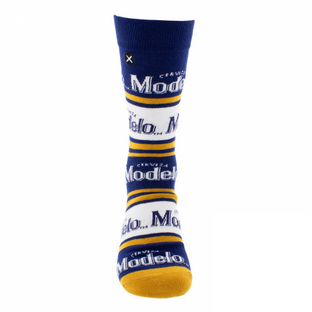 Model Especial Stripes and Bottles Crew Socks 2-Pack in Beer Can