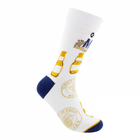 Model Especial Stripes and Bottles Crew Socks 2-Pack in Beer Can