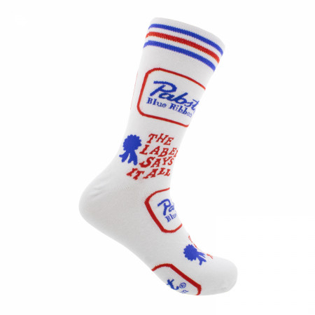 Pabst Blue Ribbon Cans and Labels Crew Socks 2-Pack in Beer Can