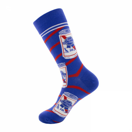 Pabst Blue Ribbon Cans and Labels Crew Socks 2-Pack in Beer Can