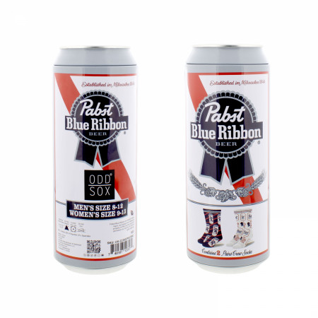 Pabst Blue Ribbon Cans and Labels Crew Socks 2-Pack in Beer Can