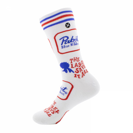 Pabst Blue Ribbon Cans and Labels Crew Socks 2-Pack in Beer Can