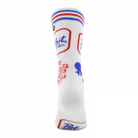 Pabst Blue Ribbon Cans and Labels Crew Socks 2-Pack in Beer Can