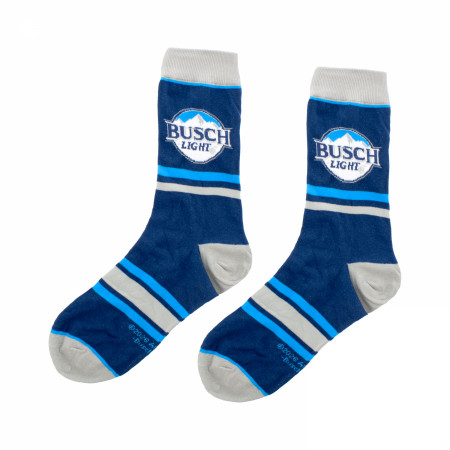 Busch Light Logo and Stripes Crew Socks 2-Pack in Beer Can