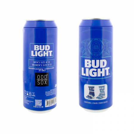 Bud Light Logo and Stripes Crew Socks 2-Pack in Beer Can