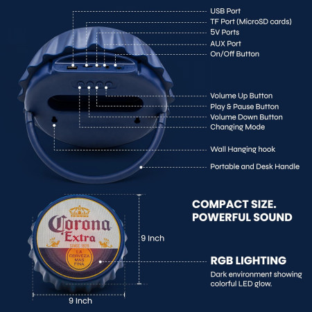 Corona Extra Bottle Cap Shaped Bluetooth Speaker