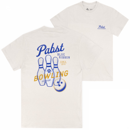 Pabst Blue Ribbon Bowling League Front and Back Print T-Shirt