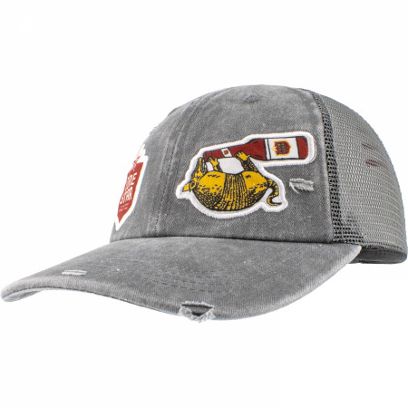 Lone Star Embroidered Drinking Armadillo Distressed Snapback Hat