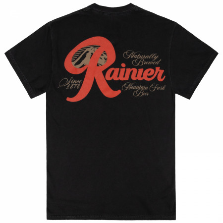 Rainier Naturally Brewed Front Back Print Mineral Wash T-Shirt