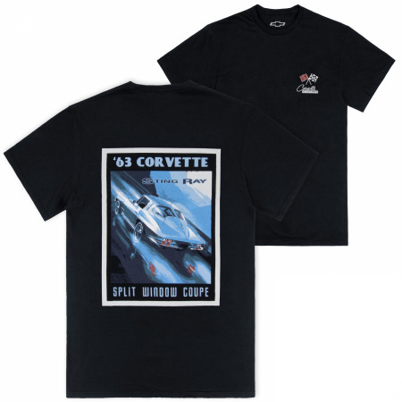 Corvette '63 Sting Ray Split Window Coupe Front and Back Print T-Shirt