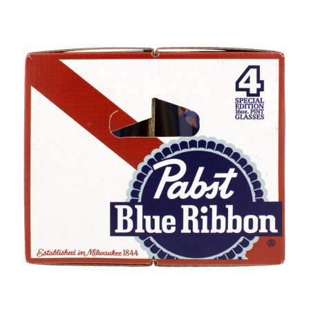 Pabst Blue Ribbon Classic Logo 16 oz Pint Glass 4-Pack