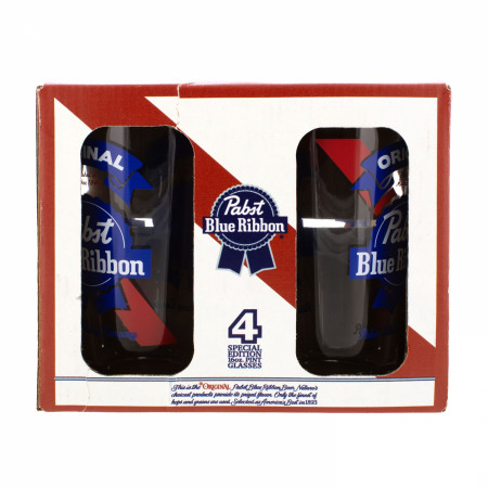 Pabst Blue Ribbon Classic Logo 16 oz Pint Glass 4-Pack