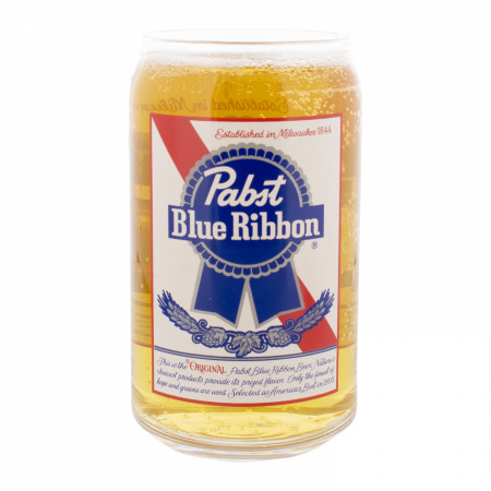 Pabst Blue Ribbon Label 16 oz Can Glass