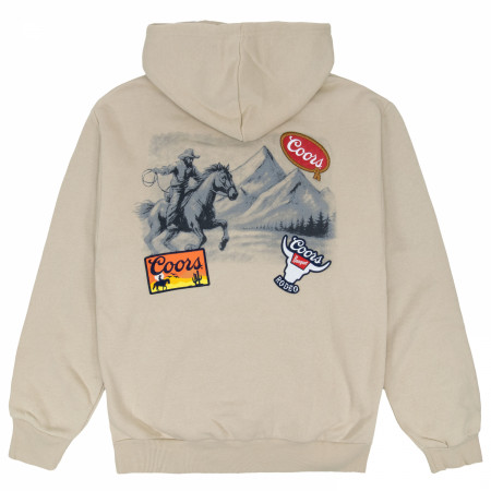 Coors Rodeo Western Range Front and Back Print Pullover Hoodie with Patches