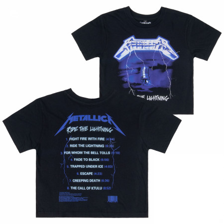 Metallica Ride The Lightning Front & Back Print Crop Top
