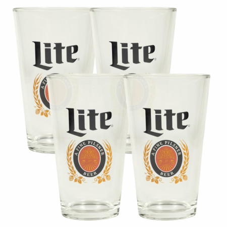 Miller Lite Classic Logo 4-Pack Pint Glass Set