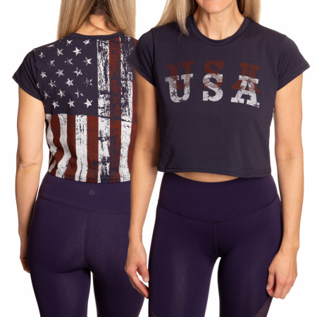 USA Faded Flag Women's Crop Top
