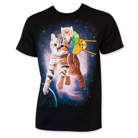 Adventure Time Galatic Cat Men's Black T-Shirt