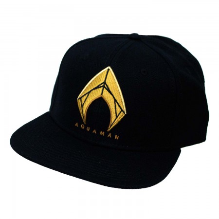 Aquaman Black Snapback Embroidered Logo Hat
