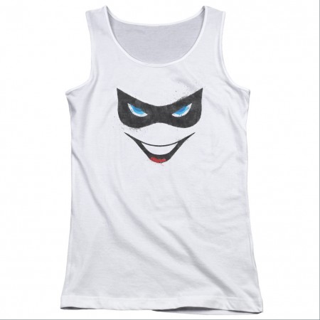 Harley Quinn Face White Juniors Tank Top