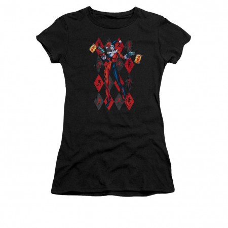 Batman Harley Quinn Pow Black Juniors T-Shirt