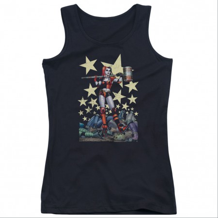Batman Harley Quinn Hammer Time Black Juniors Tank Top