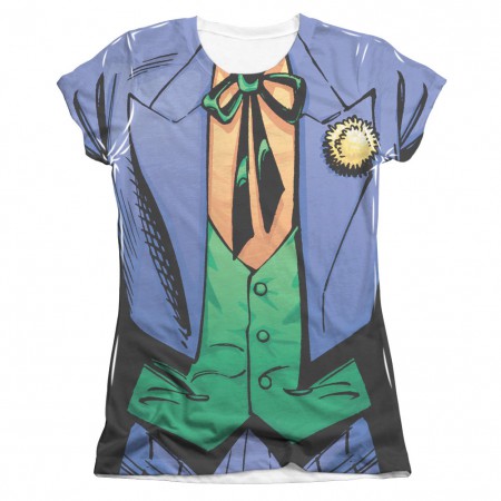 Batman Joker Costume Sublimation Front and Back Print Juniors Tee Shirt