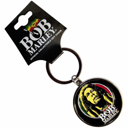 Bob Marley Face Round Metal Keychain