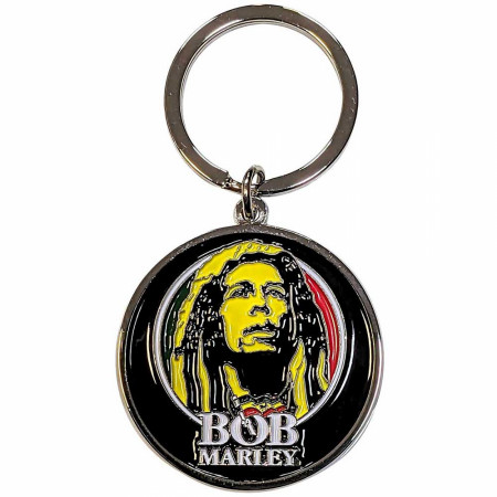 Bob Marley Face Round Metal Keychain