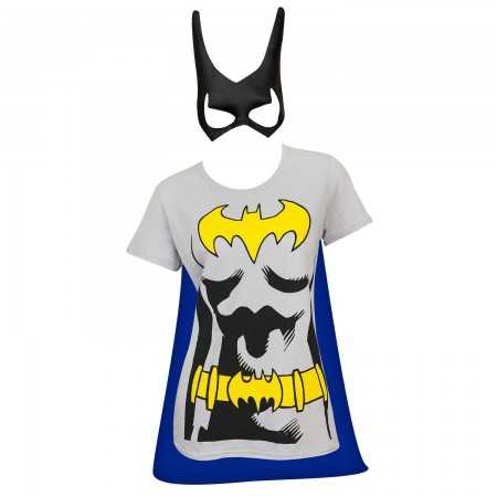 Batman Women's Grey Cape/Mask Costume T-Shirt