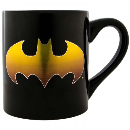 Batman Gold Foil Logo Black 14oz Mug